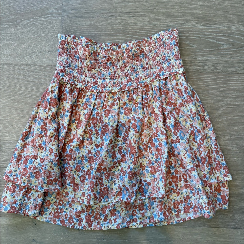Rails Floral A-Line Skirt - Red and Blue
